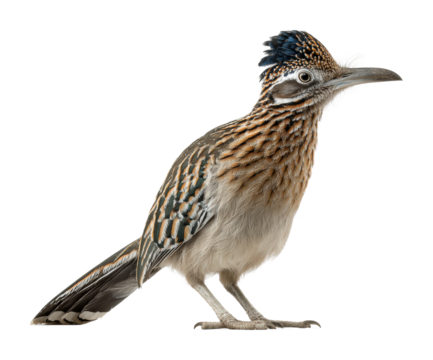 Fast road runner bird in natural habitat wildlife isolated on transparent background