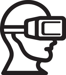 Vector art of head wearing virtual reality headset isolated on white background