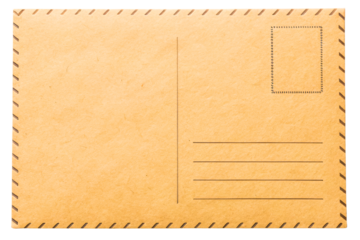 Blank vintage postcard with decorative border isolated with transparent background