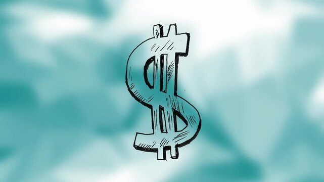 On start, hand-drawn dollar sign forming strokes and shading while illustrating sketch process