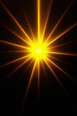 Obraz premium Yellow sunburst, radiating light streaks Black backdrop , light, sunburst