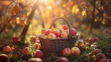 Autumn apples in the basket 