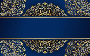 Luxury mandala background blue and gold