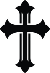 Ornate gothic cross symbol religious icon isolated on transparent background