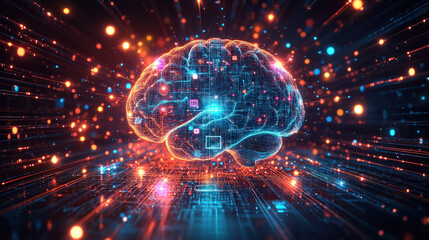 Abstract brain with digital circuitry