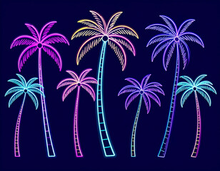 Summer holiday background with neon palm trees – retro tropical vibe for t-shirt desi