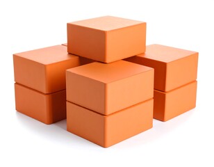 Stacked orange cubes on white background
