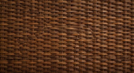 Brown wicker pattern showing a textured surface of woven strands with visible wear and tear