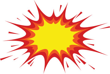 Bright yellow and red starburst explosion graphic with sharp points isolated on transparent background