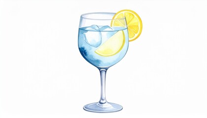 Refreshing gin and tonic with ice and lemon slice, perfect for summer celebrations and bar menus.