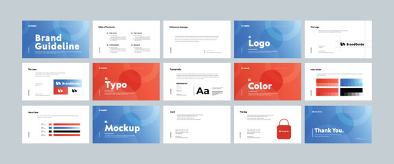 Brand identity design template. Creative brand guidelines layout. Logo and brand strategy guide. Brand manual presentation. Brand strategy design. Logo guideline book.	