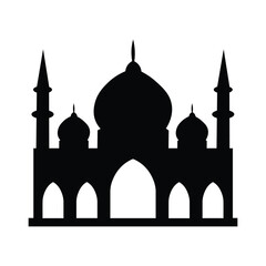 Silhouette of a mosque isolated on white background