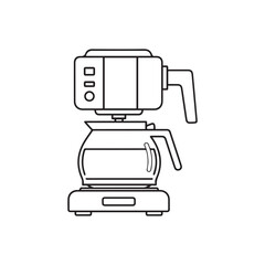 Simple line drawing of a coffee maker with a carafe, ready to brew.