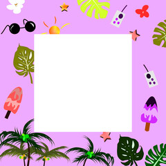 Fototapeta premium frame with summer icon decoration blank border