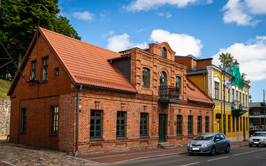 Old building in the center street in Telsiai, Lithuania