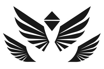 Obraz premium Abstract geometric winged symbol with diamond shape at the top