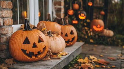 halloween jack o lanterns in the garden
