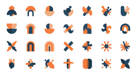 A versatile collection of modern abstract geometric shapes and symbols for creative branding and logo design.