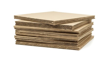 Stack of corrugated cardboard sheets revealing inner fluting and a roughcut look