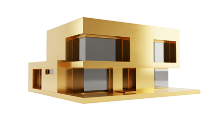 Stunning modern home design with golden texture and geometric architecture