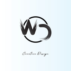 WD Brush Stroke Logo – Modern Artistic Symbol with Ink Texture for Creative Branding & Visual Identity Design