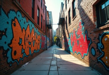 Fototapeta premium vibrant street murals illuminate urban alleyways colorful art graffiti transforming spaces city landscape, paint, wall, texture, design, installation