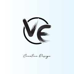 VE Brush Stroke Logo – Modern Artistic Symbol with Ink Texture for Creative Branding & Visual Identity Design