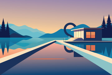 waterfront home with infinity pool and dock  .eps