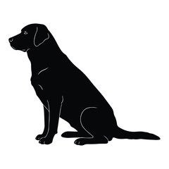 Elegant Black Labrador Retriever Silhouette:  Profile View, Sitting, Calm and Serene.