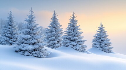 Fototapeta premium Snow covered trees in winter landscape