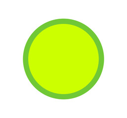 Green glowing circle icon with thick outer border and smooth inner shape. Bright lime circular design element for UI, overlays, or stickers