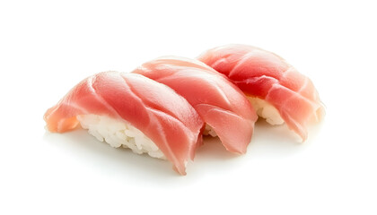 Delicate Nigiri Sushi with Fresh Tuna Slice on White Background