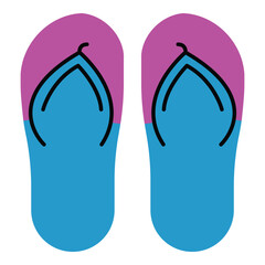 Casual Footwear Flip Flops Vector Icon Set