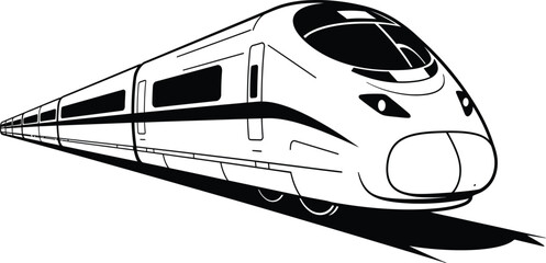 Modern high speed passenger train sketch with sleek aerodynamic design isolated on transparent background © rsvect02