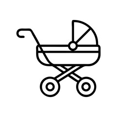 Baby stroller icon in minimal design, symbolizing parenthood and care  
