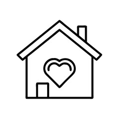 House with heart symbol in minimalist line art design  