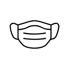 Medical face mask illustration in simple line art style  