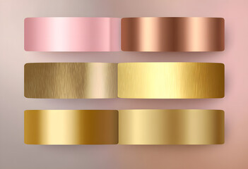 frame gradient metalic rose vector texture border background foil golden gold design ribbon label gradation set silver shiny collection metal colours pink copper glistering grey smooth chrome brass