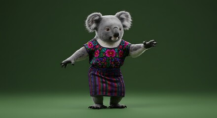 Koala wearing traditional dress