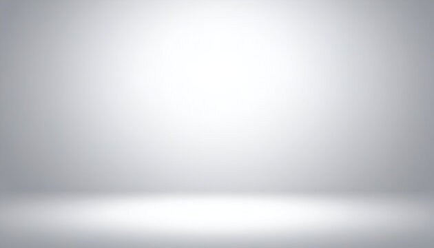 Bright Spotlight Illuminating an Empty, Seamless Gray Studio Room Background.