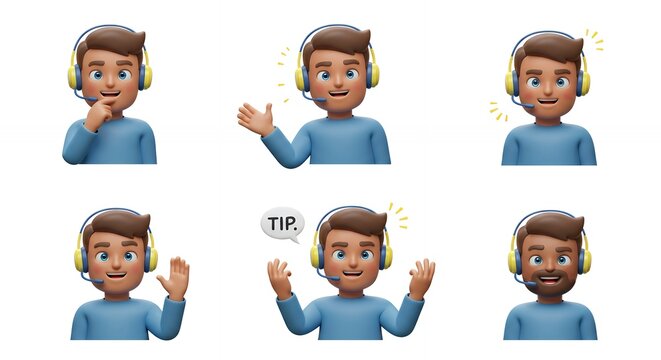 Digital diverse people set illustration