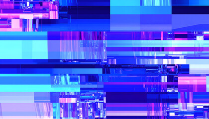 Cybernetic Bluescape: A Vibrant Abstract of Digital Fragmentation