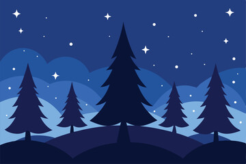 Obraz premium winter wonderland scene featuring silhouetted chri (1).eps