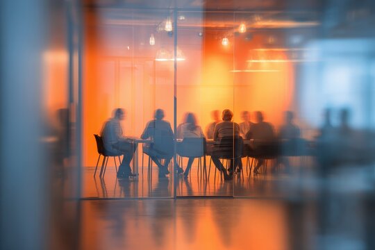 Blurred business meeting in a modern office
