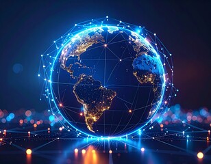 World Globe Technology Concept with Futuristic Network Connection