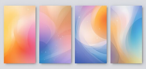Fototapeta premium Four vertical abstract gradient banners with soft colors and bokeh effects