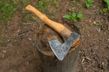 Unusual large axe close-up