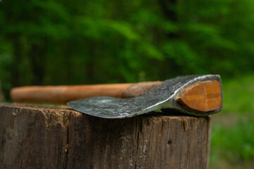 Unusual large axe close-up
