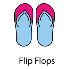 Tropical Travel Flip Flops Vector Icon Pack