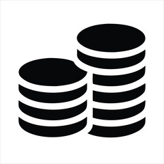 Minimalist Coins Silhouette Vector Icon - Finance & Currency Symbol  on white background